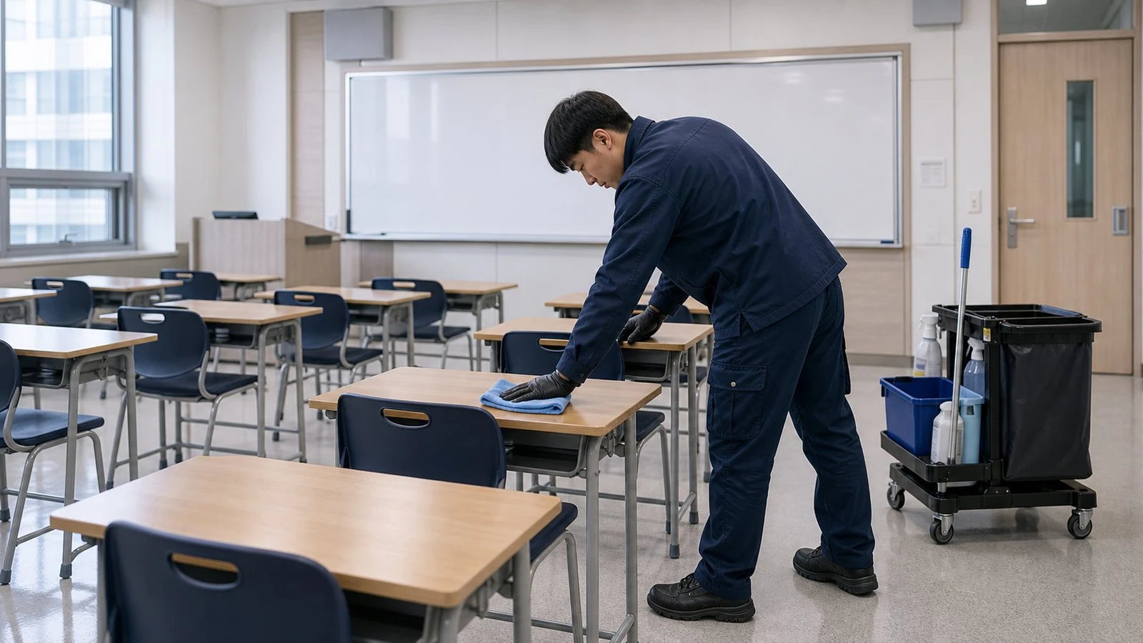수업과 방학 일정을 확인해 교육시설 청소 일정을 정하는 과정