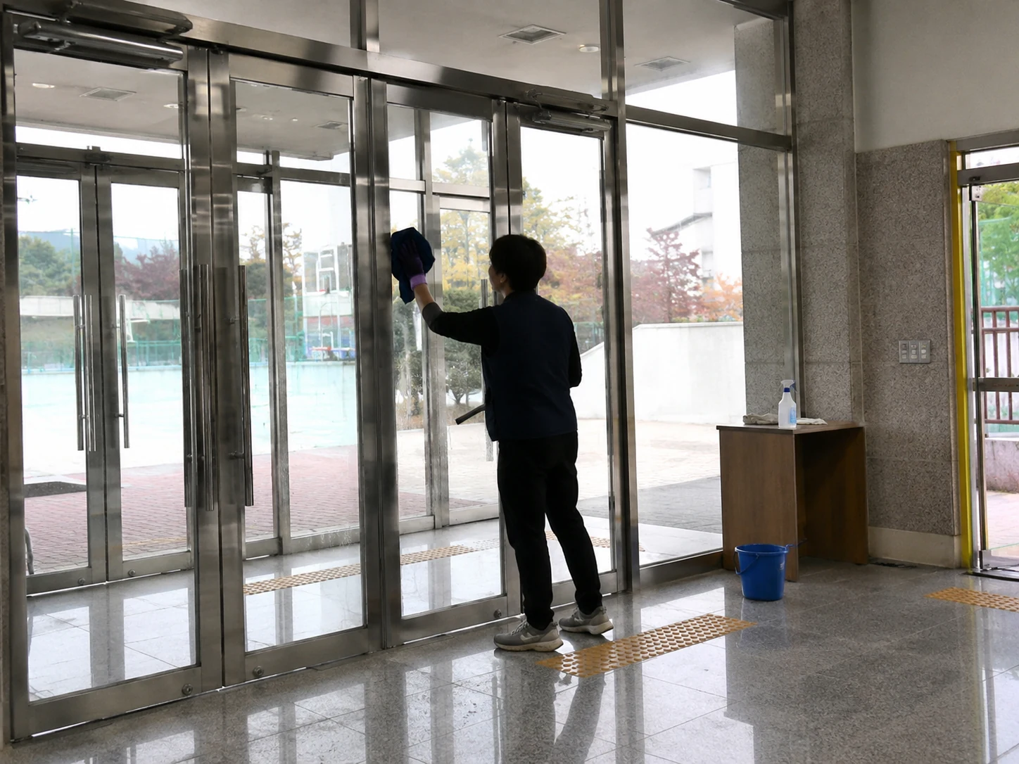 학교 담당자가 요청한 작업 확인 자료의 제공 가능 여부를 살피는 과정